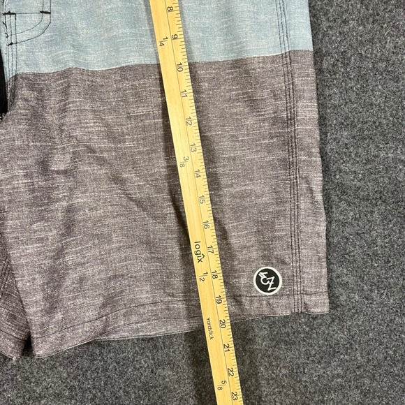 Ezekiel Mens Grey Blue Colorblock Board Shorts Swim Trunks Size 36 Cargo Pocket - Picture 7 of 8